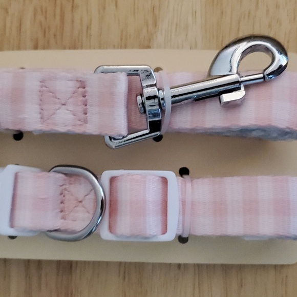 Two Side Blue Dot Pink Plaid Leash Combo - Picture 2 of 8